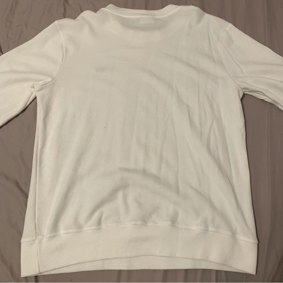 Lacoste Basic White Waffle Knit Long Sleeve Tshirts Sweater - Picture 2 of 3